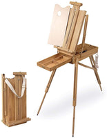 Creative Mark Cezanne - Caballete para artista francés, con cajón de caja de bocetos, clips de transporte de lona, herrajes chapados en latón, perfecto para pintura al aire y dibujo, madera de olmo engrasada - Arteztik
