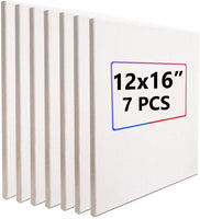 Tableros de lienzo para pintura estirada de 12.0 x 16.0 in, lienzos de arte en blanco para pintura al óleo y acrílico, 100% algodón, paquete de 7 - Arteztik
