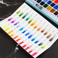 Meiliang - Pintura para acuarela, juego de 36 colores en media sartén con una caja mental y un pincel de agua para artistas, pintura, profesionales y pintores principiantes - Arteztik
