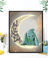 Kit de pintura de diamante 5D para adultos, ZAMOO con perforación completa de diamantes de imitación de cristal, bordado, punto de cruz, manualidades, lienzo, decoración de pared para el hogar, elefante (12 x 16 pulgadas) (Love you to the moon back) - Arteztik

