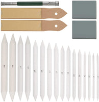 WOWOSS - 21 piezas de accesorios para dibujo, 16 piezas de mezcla, 2 sacapuntas de papel de lija, 1 herramienta de extensión de lápiz, 2 gomas de borrar y 1 bolsa de PVC para dibujo de estudiante - Arteztik

