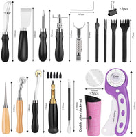 Leather Working Tools Kit, Hand Leather Kit with Instructions, Quality Toolbox, Rotary Cutter, Waxed Thread, Leather Craft Stamping Tools, and Other Leather Working Supplies for Beginners Professional - Arteztik
