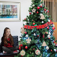 4 piezas grandes sin terminar pintables en blanco de madera de 11.6 x 11.8 pulgadas decoración de festivales de Navidad, árbol de Navidad colgante de madera para niños DIY arte manualidades (letras caseras) - Arteztik
