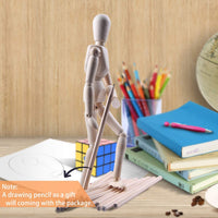Maniquí de madera Moi Doi, maniquí de madera con soporte, modelo articulado de figura humana de artista, ideal para dibujo/dibujo o decoración de escritorio, 12 pulgadas de alto - Arteztik
