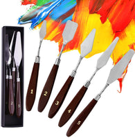 Juego de 5 cuchillos de pintura, espátula, paleta, cuchillo, rascador de mezcla, juego de cuchillos de pintura de acero inoxidable para pintura al óleo o mezcla acrílica - Arteztik
