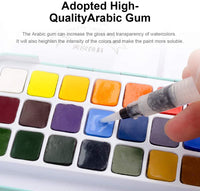 Meiliang - Pintura para acuarela, juego de 36 colores en media sartén con una caja mental y un pincel de agua para artistas, pintura, profesionales y pintores principiantes - Arteztik
