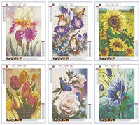 SIIYIX 6 juegos de pintura de diamantes 5d por números, kits de flores de punto de cruz para adultos, niños, regalos de inauguración de la casa, pájaros florales para decoración de pared del hogar, 12 × 16 pulgadas (un paquete de 6 juegos) - Arteztik
