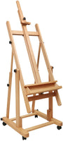 Caballete de estudio con marco en H, muy resistente, versátil, de madera de haya maciza para artista, caballete de pintura ajustable, móvil e inclinable, disponible - Arteztik
