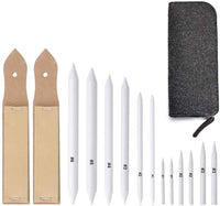 Herramientas de dibujo de bocetos, 15 piezas de mezcla de tachuelas y tortillion papel Art Blenders con papel de lija sacapuntas puntero para estudiante artista carbón boceto herramientas de dibujo - Arteztik
