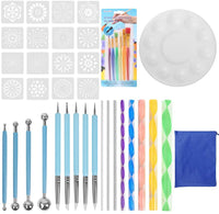 Juego de herramientas de punteado de mandala, KISSTAKER, 41 piezas, kit de herramientas de pintura de mandala, plantillas de pintura, herramientas de pintura, bandeja de pintura para lienzo, rocas y manualidades, suministros de arte con adhesivo de piedra - Arteztik
