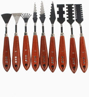 NWFashion - Paleta de cuchillos con mango de madera, 9 piezas, para efectos especiales FX (cuchillo de acero, 9 piezas) - Arteztik
