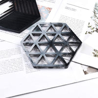 BoomYou - Juego de 2 moldes de silicona epoxi para posavasos, moldes hexagonales triangulares para fundición con resina cemento de hormigón decoración del hogar – Triángulo de rayas y hexágono - Arteztik
