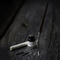 GC – Pluma de madera antigua de tallo hecho a mano de caligrafía Pen Set de pluma de inmersión pluma pluma pluma pluma escritura estuche con tinta negra titular cartuchos LL-18 - Arteztik
