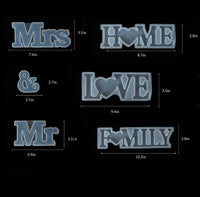 SNNplapla - Molde de resina 3D, diseño de Mr & Mrs Love Home Family con texto en inglés "Sillcone" - Arteztik
