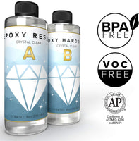 Kit de resina epoxi de 16 onzas de Genuine Crafts, transparente y perfecto para moldes de silicona, joyas, arte, revestimiento, vasos, y más, para usar con aditivos como purpurina, polvo de mica y pigmento líquido. - Arteztik
