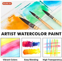 Juego de pintura de acuarela, Shuttle Art 36 colores de acuarela en tubos (0.4 fl oz cada uno) con 3 pinceles, rico pigmento, fácil de mezclar, perfecto para niños, artistas, principiantes, estudiantes - Arteztik
