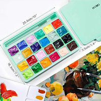 HIMI Jelly Gouache Juego de pintura, 24 colores x 1.0 fl oz/1 oz Jelly Cup diseño con 3 pinceles de pintura y paleta en un estuche de transporte para artistas, estudiantes, principiantes, pintura de acuarela opaca (rosa) - Arteztik
