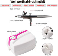 VECH Airbrush Kit Mini Portable Air Compressor Airbrush Kit, Gravity Feed 5 SpeedMini Air Compressor Set for Make up,Art Painting,Tattoo,Cake,Manicure, Spray Model,Craft,and More (black) - Arteztik
