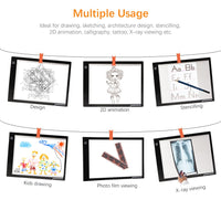 XCSOURCE A4 caja de luz ultra slim LED Light Pad Artcraft tablero de dibujo plantilla Tracing tatuaje Copia mesa Pad con brillo ajustable xc702 - Arteztik
