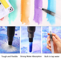 Sethruki Juego de pintura para acuarela, 36 colores vivos en caja de bolsillo con 2 pinceles de acuarela, 1 paleta de colores de acuarela para estudiantes, niños, principiantes - Arteztik
