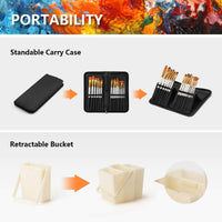 Acrylic Paint Set, 24x12ml/Tube Portable Paint Kit with Premium Paint Brushes, Mixing Knife, Paint Pallet and Sponge, Painting Travel Set Arts Crafts Supplies for Kids Adults - Arteztik
