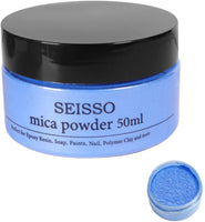 SEISSO Lake Blue Mica Powder, 50g/1.8oz Bottled Powder Pigments Colorful Natural Epoxy Resin Dye for Slime, Candle Soap Making, Bath Bomb Dyes, Cosmetic, DIY Crafts, Nail Arts - Arteztik
