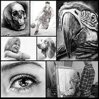 Lightwish - Juego de 34 piezas de arte con lápices de grafito, lápices pastel, cuaderno de bocetos tamaño A4, guante de dibujo, bolígrafo borrable de papel y estuche de transporte con cremallera - Arteztik
