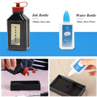 Juego de caligrafía china para caligrafía cepillo Sumi tinta regrabable agua paño de escritura inkstone set de fieltro con caja de almacenamiento - Arteztik

