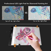 Cozonte - Caja de luz LED A4, almohadilla de luz para pintura de diamante 5D para pintar con diamantes, ver símbolos y números más claros, almohadilla de luz con soporte desmontable y clips - Arteztik
