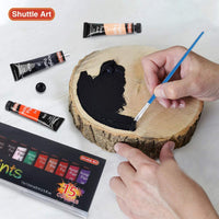 Set de pintura acrílica, Shuttle Art 15 tubos de 0.4 fl oz de calidad artista no tóxica, pigmentos ricos colores perfectos para niños adultos principiantes artistas pintura sobre lienzo madera arcilla tela cerámica artesanía - Arteztik
