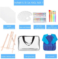 Kit de pintura acrílica para lienzo, kit de pintura con caballete de madera, lienzos de 8 x 10 pulgadas, 24 pinturas lavables no tóxicas para dibujo, pintura de lienzo para niños - Arteztik
