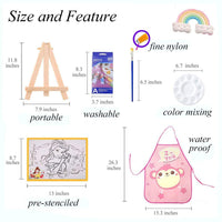 Kaorary - Juego de pintura infantil para niñas, incluye 1 bolsa de almacenamiento, 12 pinturas lavables, 1 caballete de pintura libre de arañazos, 6 lienzos, 6 pinceles de pintura, 1 paleta y 1 delantal impermeable - Arteztik
