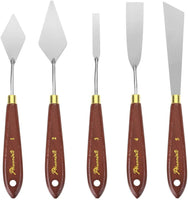 DerBlue Juego de 5 cuchillos de paleta de artista de acero inoxidable, espátula, paleta, cuchillo, rascador de mezcla, herramientas de arte delgadas y flexibles para pintura al óleo, mezcla acrílica, etc. - Arteztik
