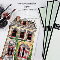 SHCPIRERR Farben Papel de acuarela de 5.0 x 9.0 in, paquete de 4, 100 hojas de 10.58 oz/m², peso pesado prensado en frío, sin ácidos, almohadilla de acuarela 25 hojas cada 5 x 9 ideal para técnicas de acuarela y medios mixtos - Arteztik
