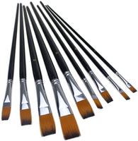 Marrywindix - Juego de 9 pinceles de acuarela de nailon, punta plana, color negro - Arteztik
