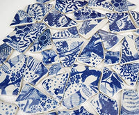 Lanyani Roto China Mosaico Azulejos, Azulejo de cerámica de porcelana azul y blanca esmaltado irregular para manualidades - Arteztik
