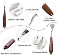 Ationgle Paleta cuchillo 14 piezas de acero inoxidable espátula suministros de pintura con mango de madera para pintura al óleo, mezcla acrílica y textura - Arteztik
