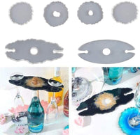 Soporte de silicona para copas de vino, molde de resina para molde de copa, herramienta de epoxi, moldes de silicona, estante para botellas, bandeja de cristal, herramientas de resina, manualidades (2 portavasos + 4 posavasos) - Arteztik
