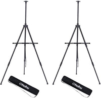 Ohuhu - Caballete para caballete de aluminio con bolsa para mesa/piso, 2 caballetes de arte negro con altura ajustable para póster, exhibición, dibujo, Negro - Arteztik
