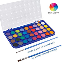 Juego de 36 sartenes de acuarela, juego de pintura de acuarela con 4 pinceles, fácil de mezclar colores, perfecto para niños y adultos - Arteztik
