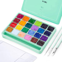 HIMI Jelly Gouache Juego de pintura, 24 colores x 1.0 fl oz/1 oz Jelly Cup diseño con 3 pinceles de pintura y paleta en un estuche de transporte para artistas, estudiantes, principiantes, pintura de acuarela opaca (rosa) - Arteztik
