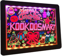 Kookoosmart - Tablero de mensajes de escritura con luz LED, tablero de dibujo con resplandor de neón, mensaje de caja intermitente, borrable y acrílico para niños, manualidades, para tienda, escuela, bar/café (15.7 x 11.8 in) - Arteztik
