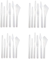 Juego de 4 cuchillos de paleta de espátula de plástico con seis estilos diferentes, herramientas de arte delgadas y flexibles para pintura al óleo, mezcla de acrílico. - Arteztik
