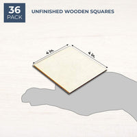 Recortes cuadrados de madera para manualidades, cuadrados de madera (4 x 4 pulgadas, 36 piezas) - Arteztik
