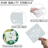 Lystin - Juego de 12 plantillas de señalización de bienvenida de hotel con 8 plantillas individuales para hacer un letrero de bienvenida + 4 plantillas de letras de números de 7 x 10.5 pulgadas para decoración de letreros de manualidades y manualidades - Arteztik
