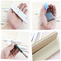 MotBach - Juego de 20 piezas de mezcla de pintores y tortillas, lápiz de papel de lija sólido con mezcladores de arte, herramienta de extensión de lápiz, borrador amasado de dibujo y esponja para dibujo de bocetos - Arteztik
