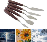 GOCTOS - Juego de 5 cuchillos para pintura, para acuarela, aceite, acrílico, manualidades, roca, pintura facial, herramientas básicas de pintura con hoja de acero inoxidable y asas de madera - Arteztik
