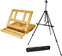 US Art Supply juego de 133 unidades de elementos de arte, caballete de madera, caballete de aluminio, pinturas y accesorios para artistas - Arteztik
