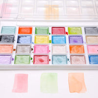 Artecho Juego de pintura Sumi Moise acuarela, 28 colores metálicos, juego de tarta acuarela con cepillo de pintura clásico, idea para niños y adultos - Arteztik
