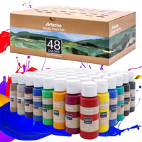 Artecho - Juego de pintura acrílica para arte, 18 colores, 2.0 fl oz, suministros básicos de pintura acrílica para madera, tela, manualidades, lienzo, cuero y piedra - Arteztik
